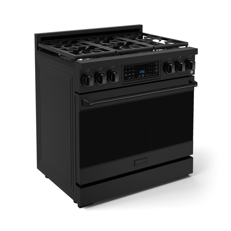 THOR KITCHEN  36 Inch Professional Gas Range With Tilt Panel Touch Control In Black Gordon Ramsay Series - Black (RSG36B)
