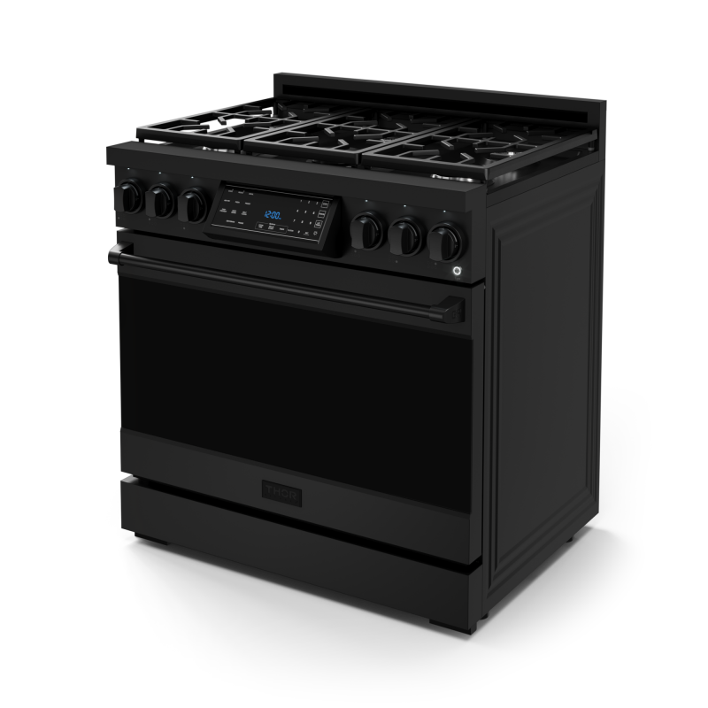 THOR KITCHEN  36 Inch Professional Gas Range With Tilt Panel Touch Control In Black Gordon Ramsay Series - Black (RSG36B)