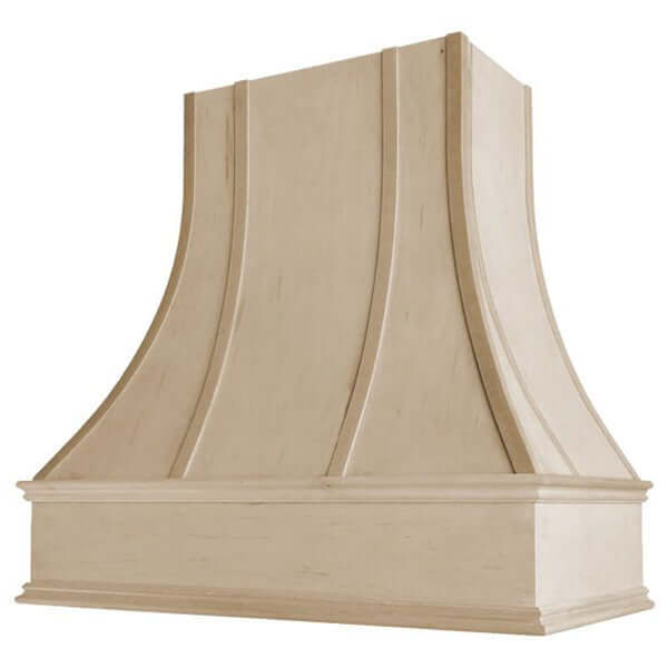 Hoodsly Curved Wall Mount Unfinished Wooden Quick Ship Range Hood with Strapping and Size Options