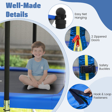 Costway 10' x 8' Rectangle Outdoor Trampoline w/ Basketball Hoop 32361920 New