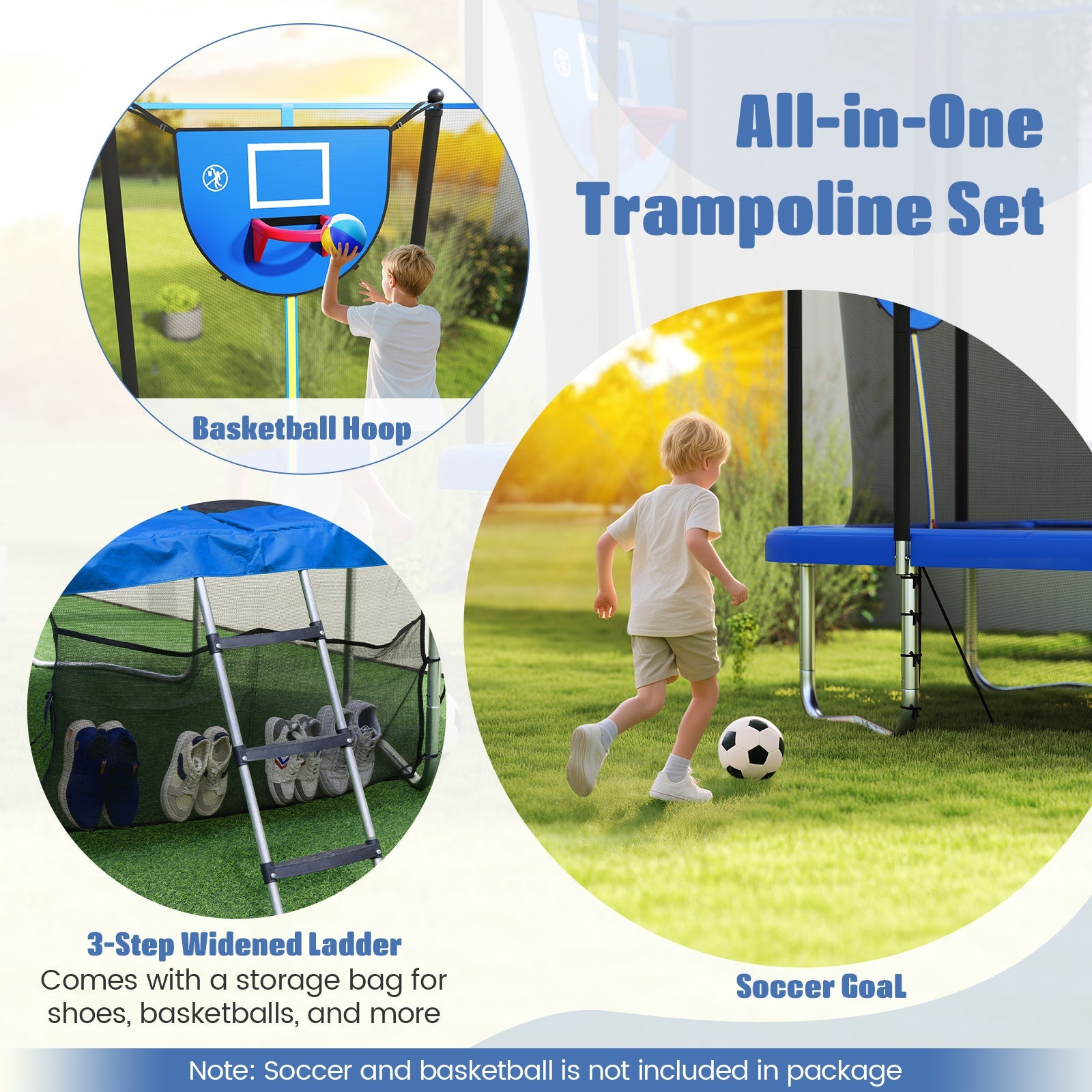 Costway 10' x 8' Rectangle Outdoor Trampoline w/ Basketball Hoop 32361920 New