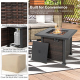 Costway 9-Piece Patio Furniture Set w/ 32" 50000 BTU Square Propane Fire Pit Table Red 89432617 New