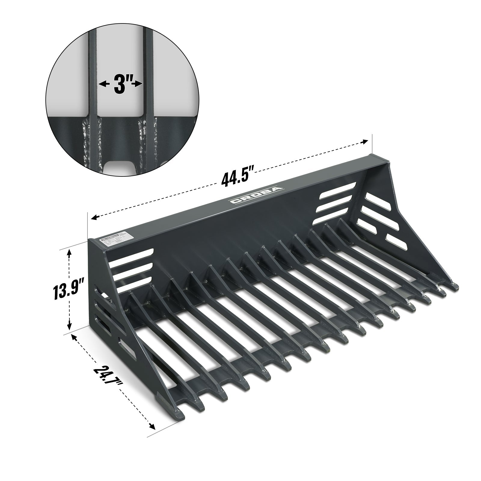 44'' Mini Skid Steer Rock Bucket,  25'' Overall Depth