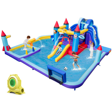 Costway Rocket Theme Inflatable Water Slide Park w/ 950W Blower 74326915 New