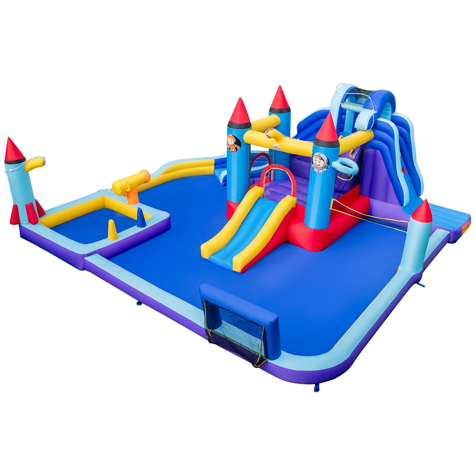 Costway Rocket Theme Inflatable Water Slide Park w/ 950W Blower 74326915 New