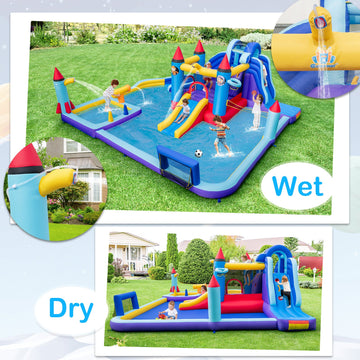 Costway Rocket Theme Inflatable Water Slide Park w/ 950W Blower 74326915 New