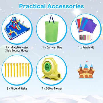 Costway Rocket Theme Inflatable Water Slide Park w/ 950W Blower 74326915 New