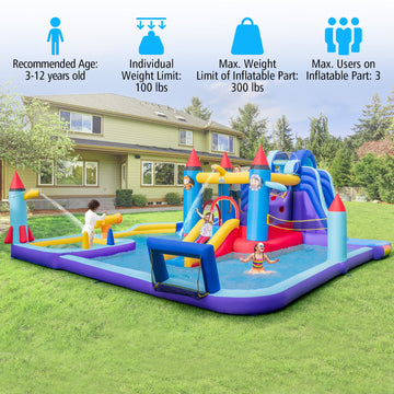 Costway Rocket Theme Inflatable Water Slide Park 58971342 New