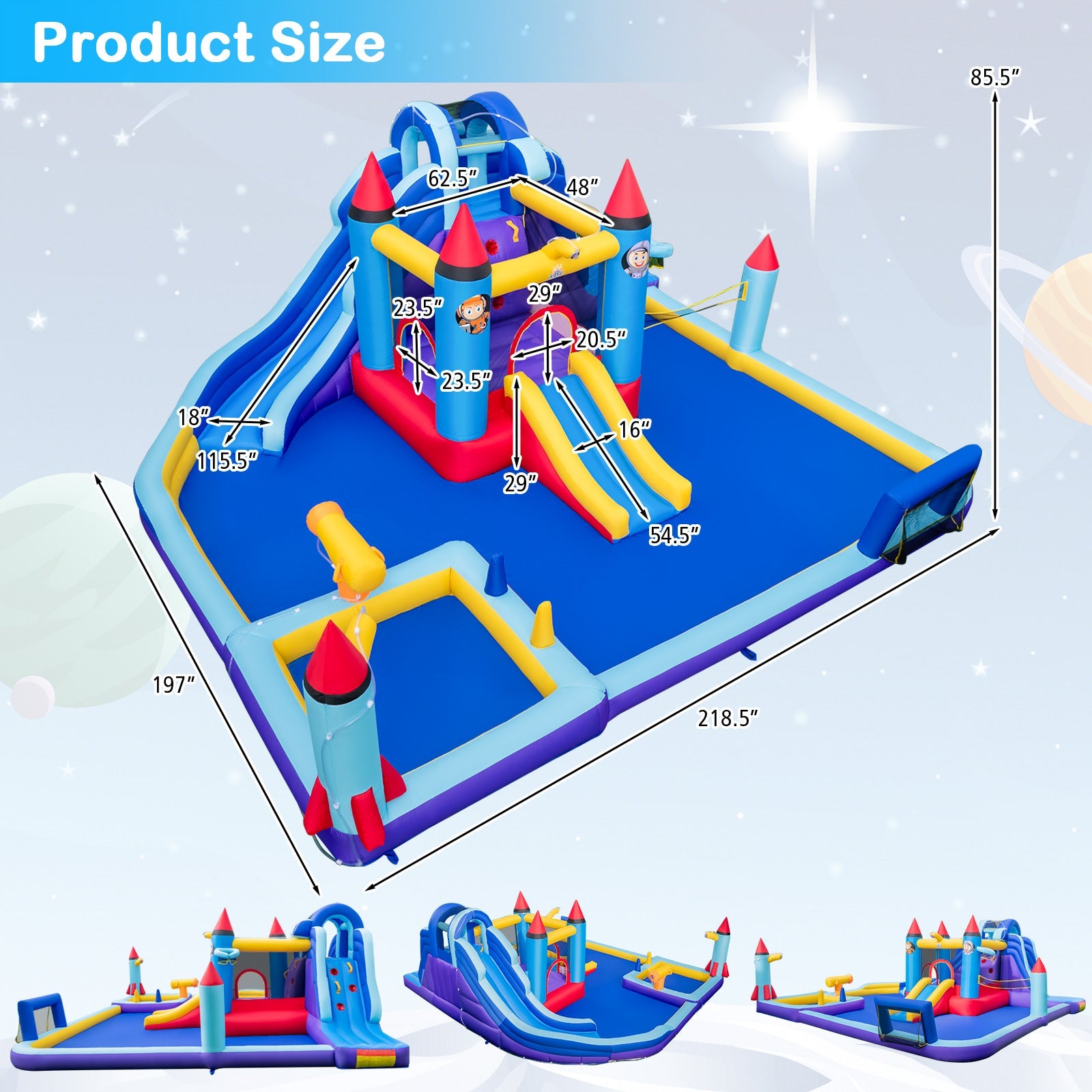 Costway Rocket Theme Inflatable Water Slide Park 58971342 New