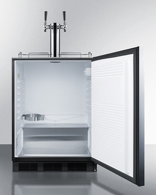 SUMMIT  24" Wide Built-In Cold Brew Coffee Kegerator, ADA Compliant - Stainless Steel/Black (SBC58BLBIADACFTWIN)