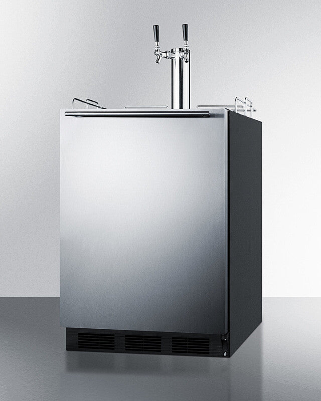 SUMMIT  24" Wide Built-In Cold Brew Coffee Kegerator, ADA Compliant - Stainless Steel/Black (SBC58BLBIADACFTWIN)