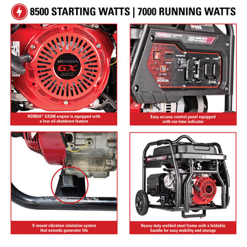 Simpson SCGH8500 Industrial Generator 7000/8500W Gasoline Honda GX390 Engine New