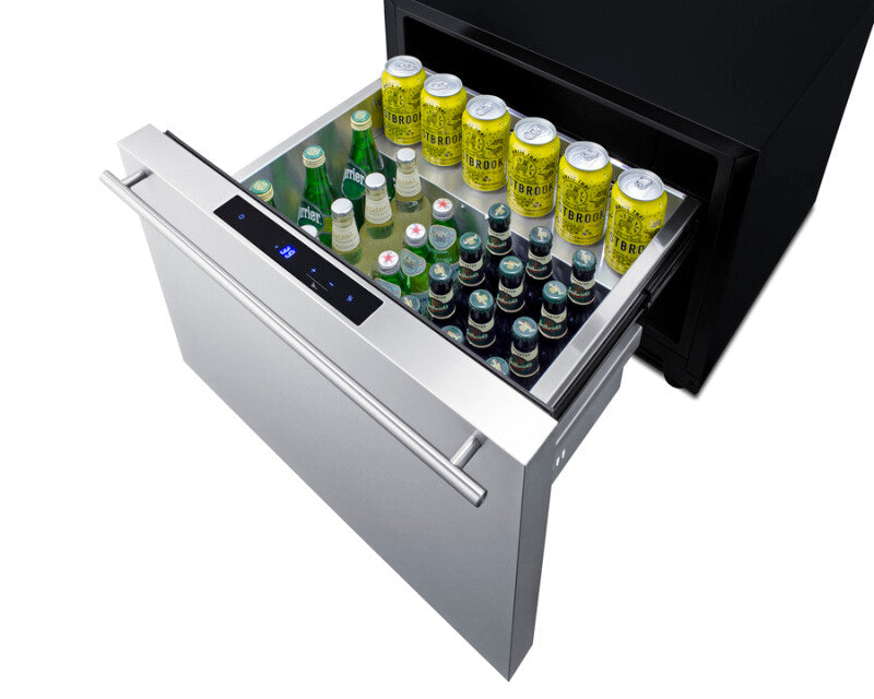 SUMMIT  24" Wide Built-In Drawer Refrigerator - Black (SDR24)