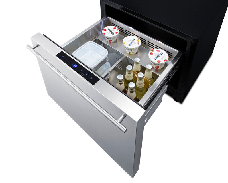 SUMMIT  24" Wide Built-In Drawer Refrigerator - Black (SDR24)