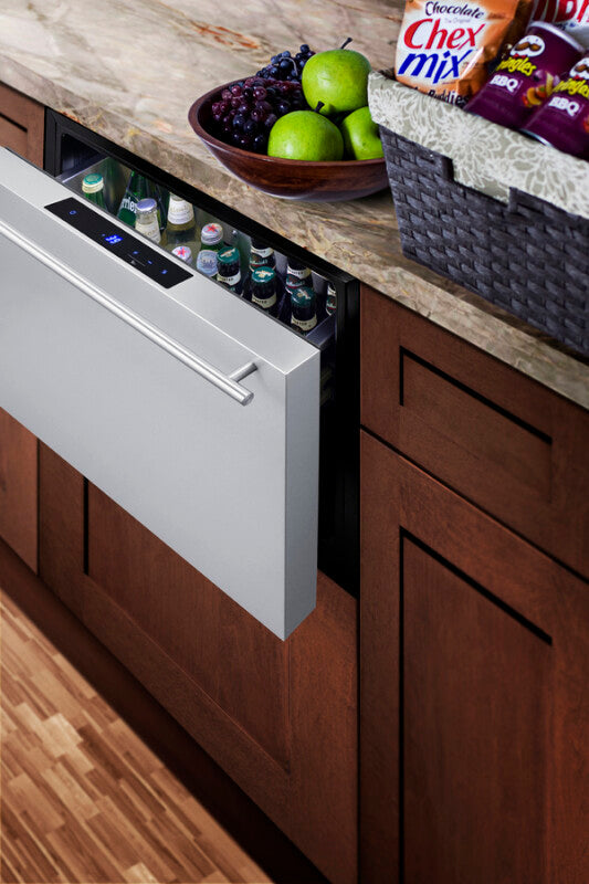 SUMMIT  24" Wide Built-In Drawer Refrigerator - Black (SDR24)