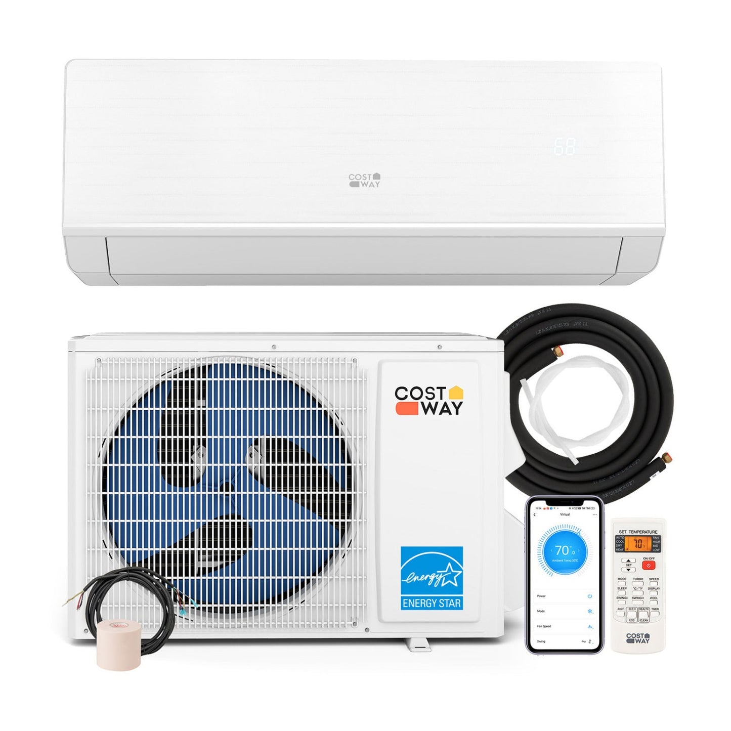 Costway 12,000 BTU 24 SEER2 115V Mini Split AC Wall Mount Bracket 32370276 New