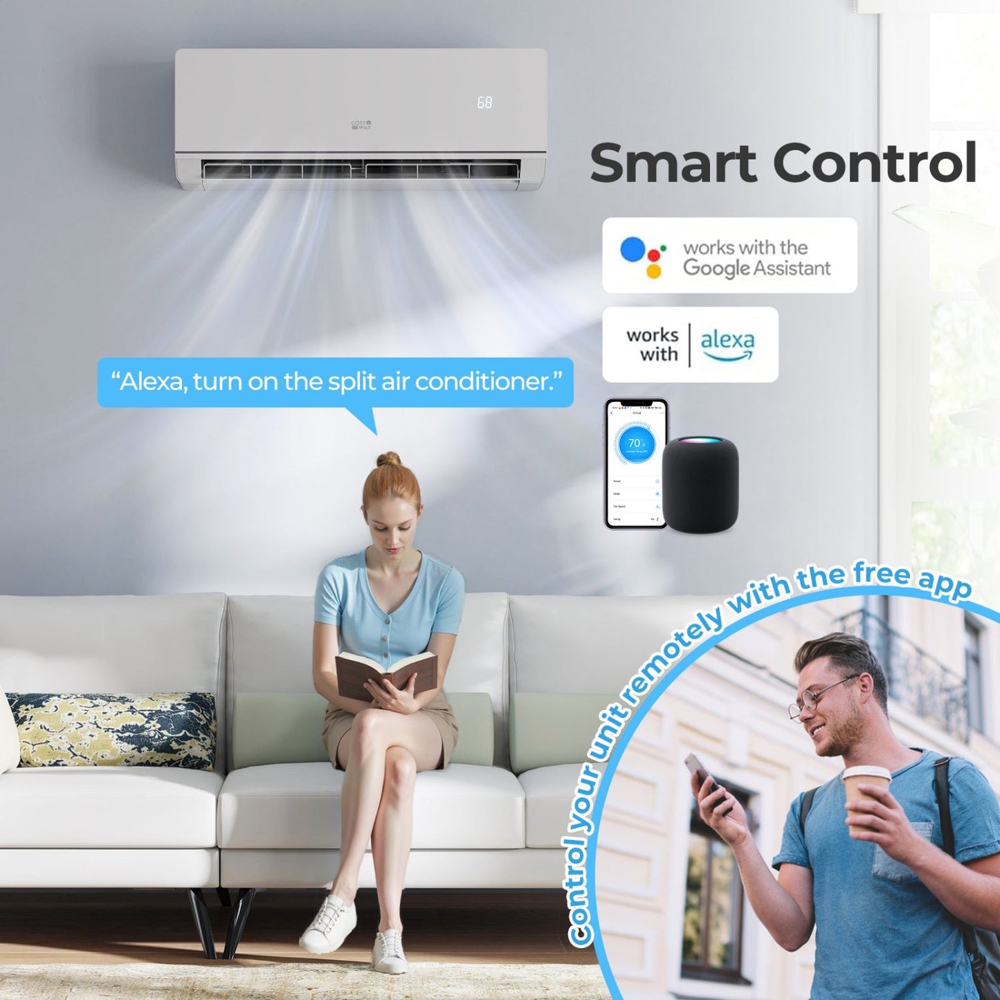 Costway 12,000 BTU 24 SEER2 115V Mini Split AC Wall Mount Bracket 32370276 New