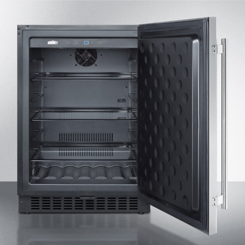 SUMMIT  24" Wide Outdoor All-Refrigerator - Stainless Steel/Black (SPR627OS)