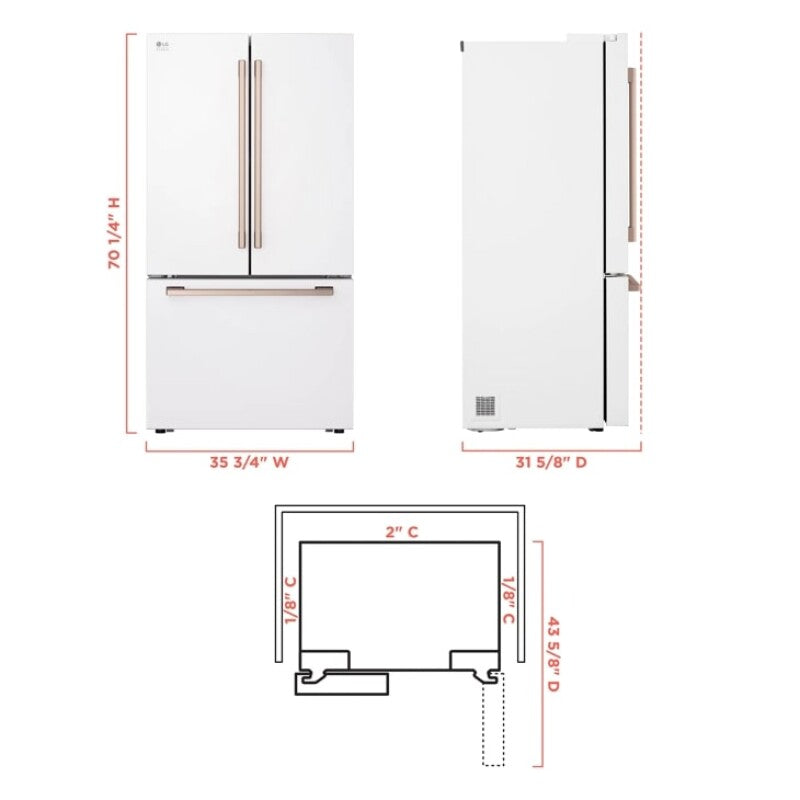 LG Studio  27 Cu. Ft. Smart Counter-depth Max™ French Door Refrigerator - Essence White (SRFB27W3)