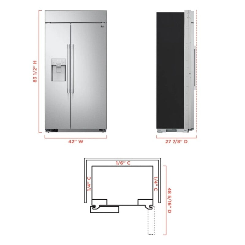 LG Studio  26 Cu. Ft. Smart Side-by-side Built-in Refrigerator With Ice & Water Dispenser - Stainless Steel (SRSXB2622S)