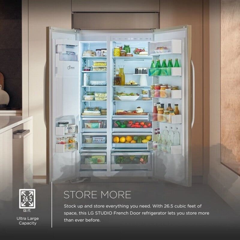 LG Studio  26 Cu. Ft. Smart Side-by-side Built-in Refrigerator With Ice & Water Dispenser - Stainless Steel (SRSXB2622S)