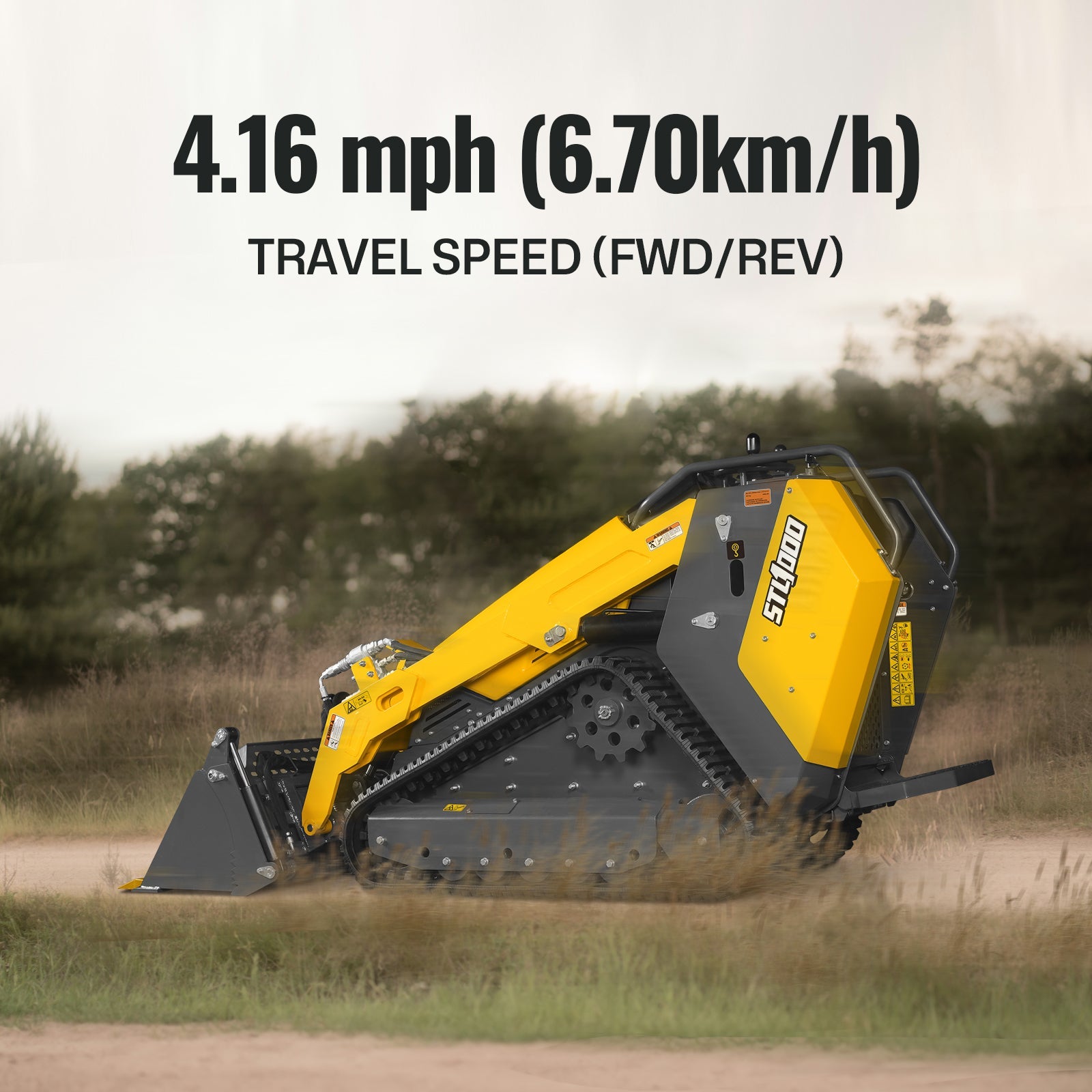 Mini Skid Steer Stand On Compact Track Loader ( 4 in 1 bucket included ) with 25HP KUBOTA D1105 Diesel Engine,  Common Industry Interface (CII),  CROBA  STL1000