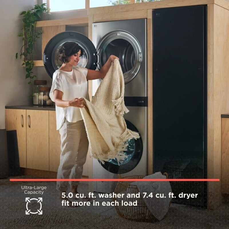 LG Studio  Washtower™ Smart Front Load 5.0 Cu. Ft. Washer And 7.4 Cu. Ft. Gas Dryer With Center Control® - Noble Steel (SWWG50N3)
