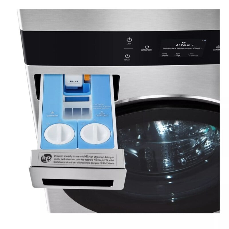 LG Studio  Washtower™ Smart Front Load 5.0 Cu. Ft. Washer And 7.4 Cu. Ft. Gas Dryer With Center Control® - Noble Steel (SWWG50N3)