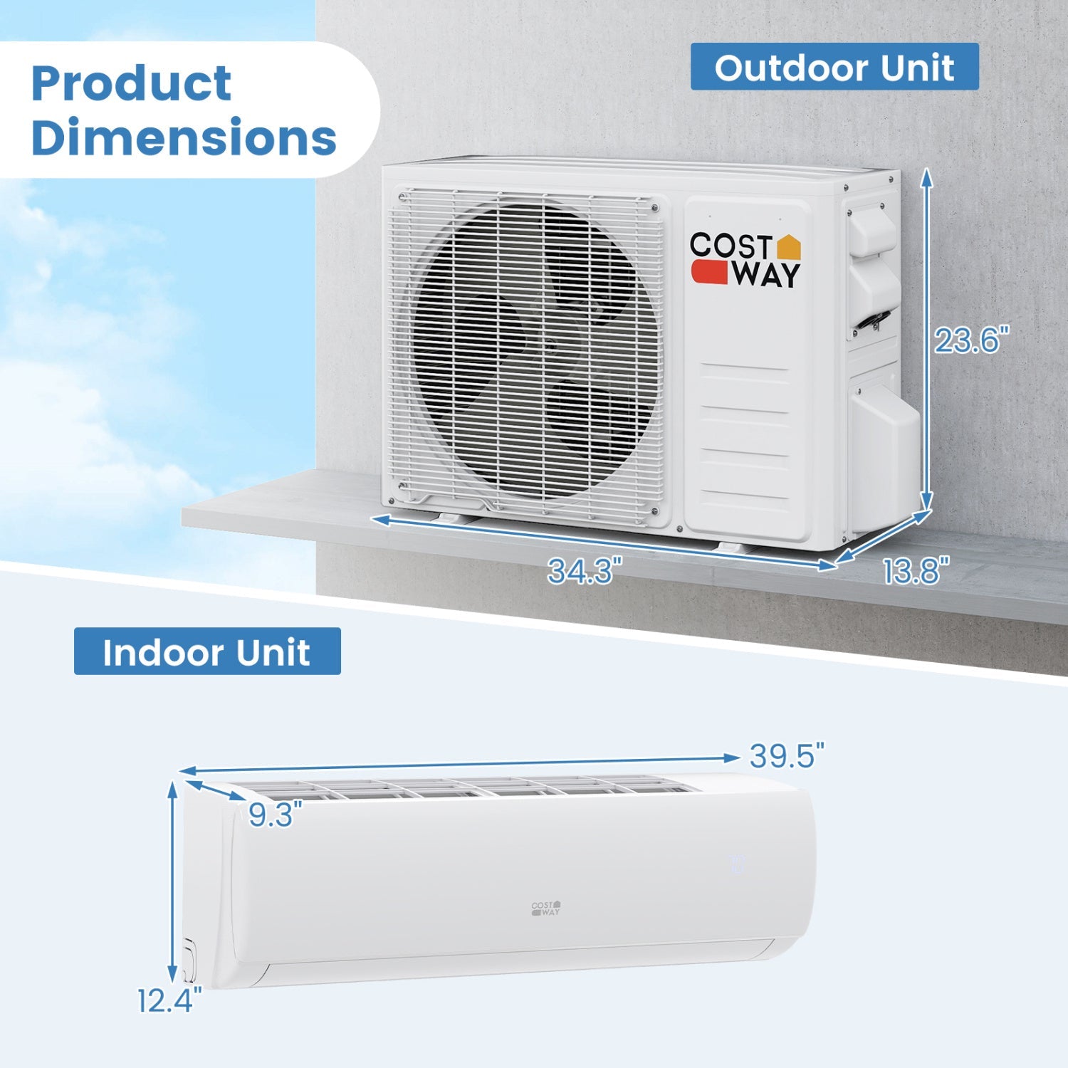 Costway EchoCool 23000 BTU Mini Split Air Conditioner Heat Pump 208/230V 76651384 New