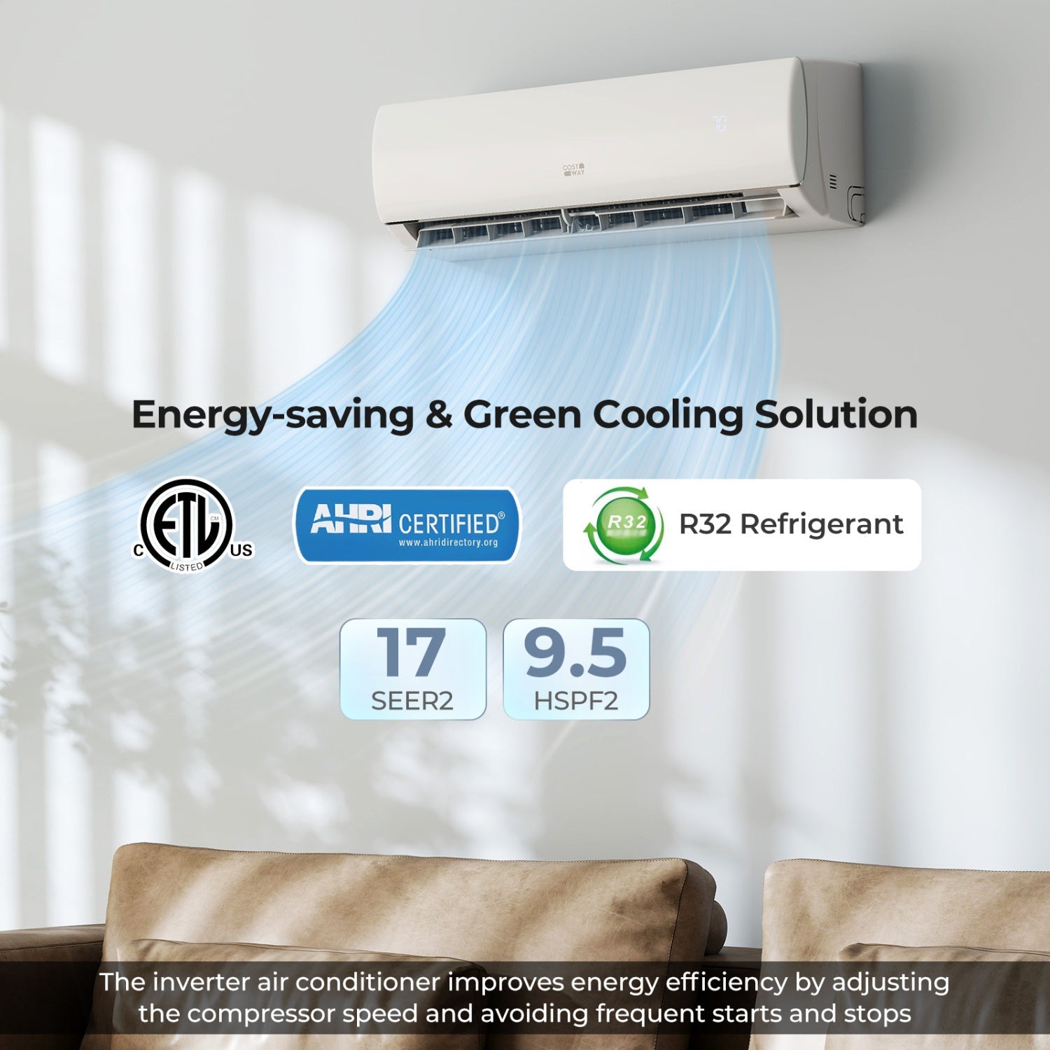 Costway EchoCool 23000 BTU Mini Split Air Conditioner Heat Pump 208/230V 76651384 New