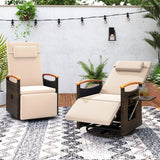 Costway Set of 2 Patio Rattan 360° Swivel Recliner Chaise Lounge Chairs Adjustable Backrest Footrest 86361582 New