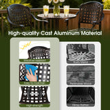 Costway Set of 4 Outdoor Cast Aluminum Bar Stools 25.5" Counter Height 44134614 New