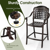 Costway Set of 4 Outdoor Cast Aluminum Bar Stools 25.5" Counter Height 44134614 New