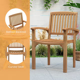 Costway Set of 4 Outdoor Patio Dining Chairs Slatted Curved Seat 138249576 New