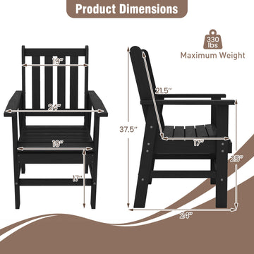 Costway Set of 4 Patio Dining Chairs Wide Armrests 198734526 New