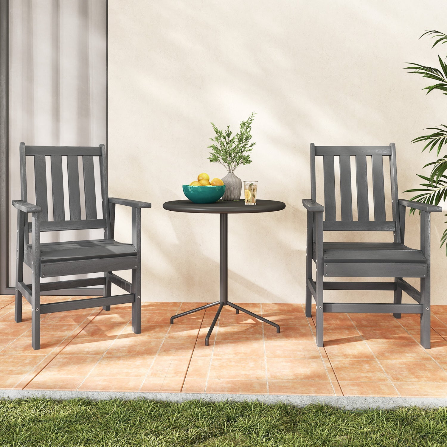 Costway Set of 4 Patio Dining Chairs Wide Armrests 198734526 New