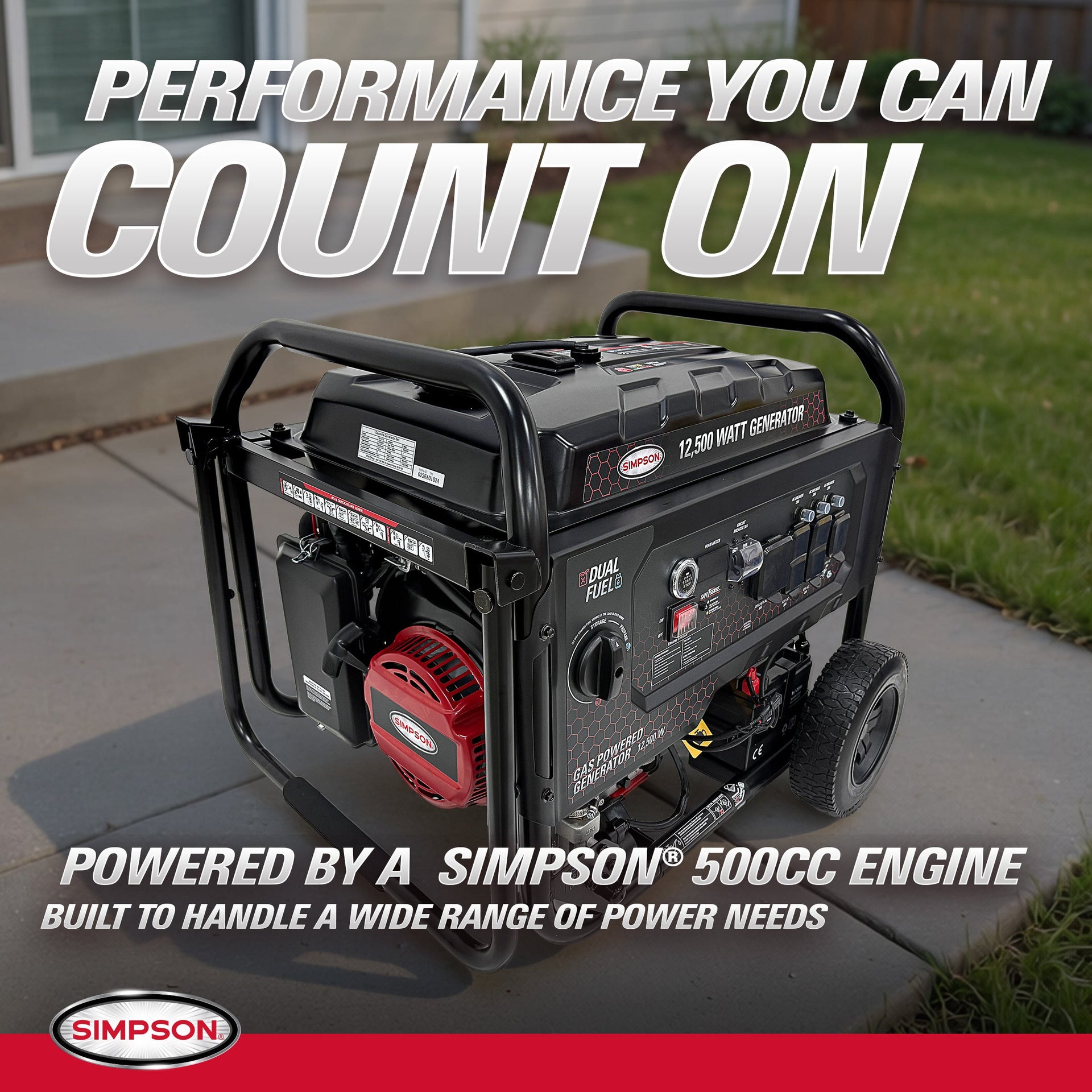 Simpson SF1012 Generator 10,000/12,500W Dual Fuel Gas Propane Electric Start CO Sensor New