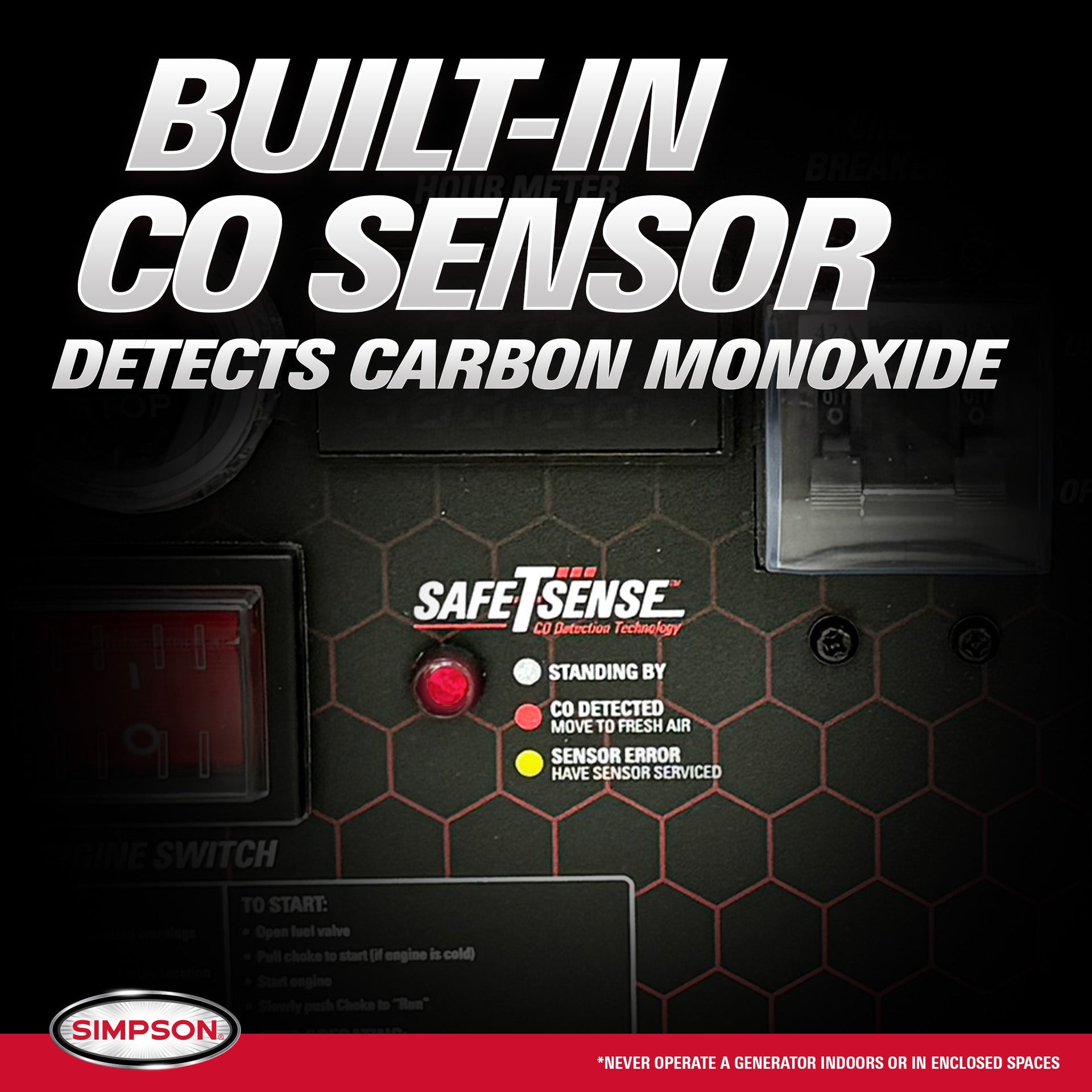 Simpson SF1012 Generator 10,000/12,500W Dual Fuel Gas Propane Electric Start CO Sensor New