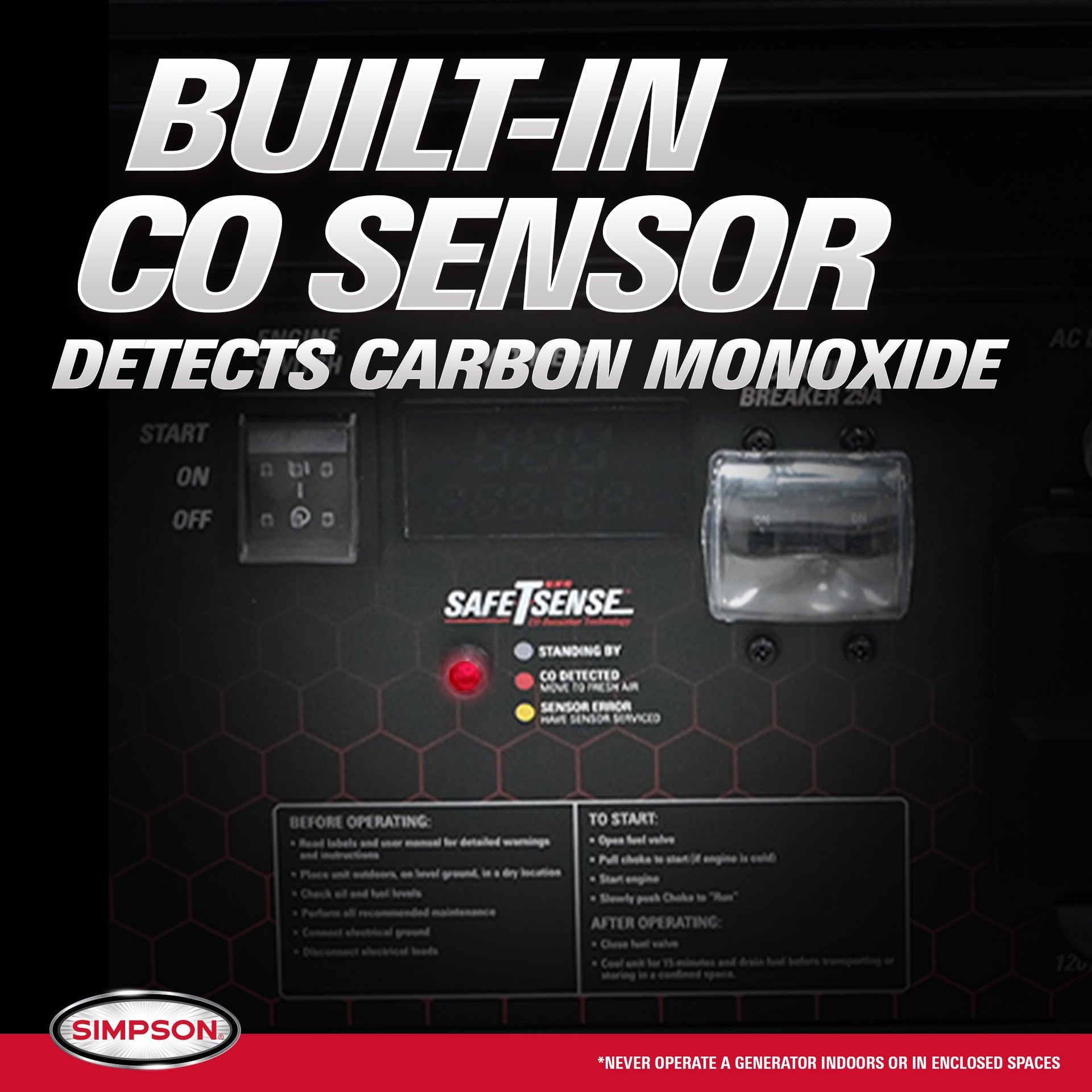 Simpson SF7796 Generator 7700/9625W Gasoline Portable Electric Start CO Sensor New