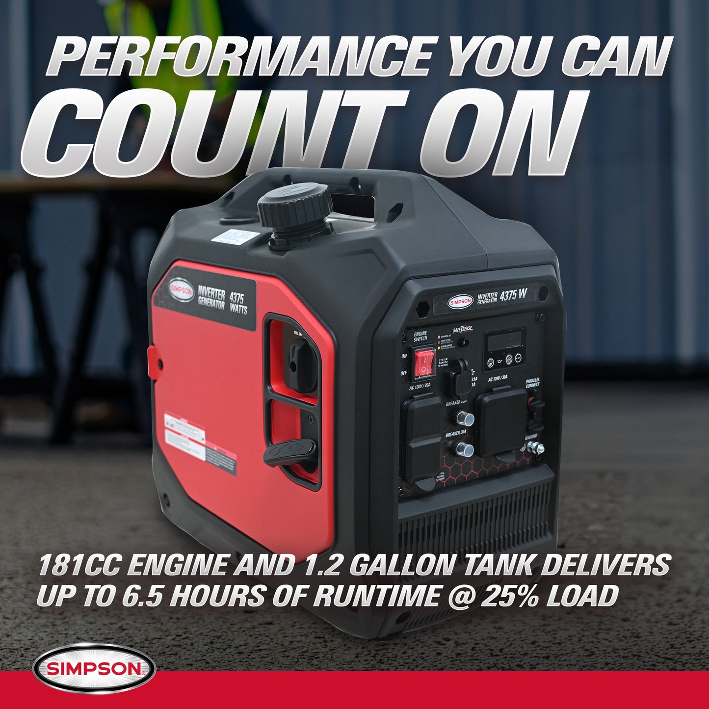 Simpson SGS3543 Generator 3500/4375W Inverter Gasoline with CO Sensor New