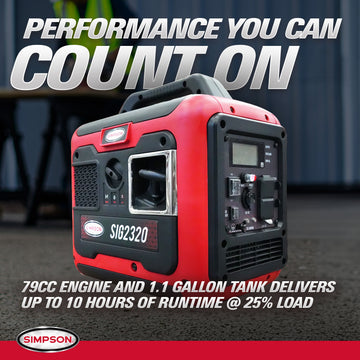 Simpson SIG2320 Generator 2000/2300W Inverter Gasoline CRX Engine CO Sensor New