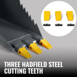 48" Skid Steer Stump Bucket Wrecker with Universal Quick Attach, Bolt-On Cutting Teeth, SBE53