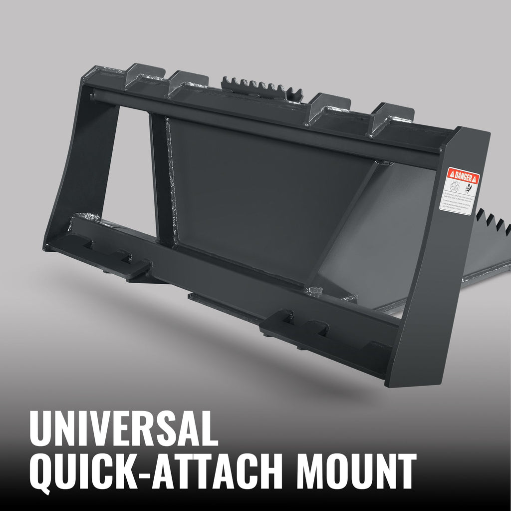 48" Skid Steer Stump Bucket Wrecker with Universal Quick Attach, Bolt-On Cutting Teeth, SBE53