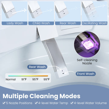Costway Smart Toilet Built-In Bidet ADA Height Auto Flush Heated Seat Remote 70716749 New
