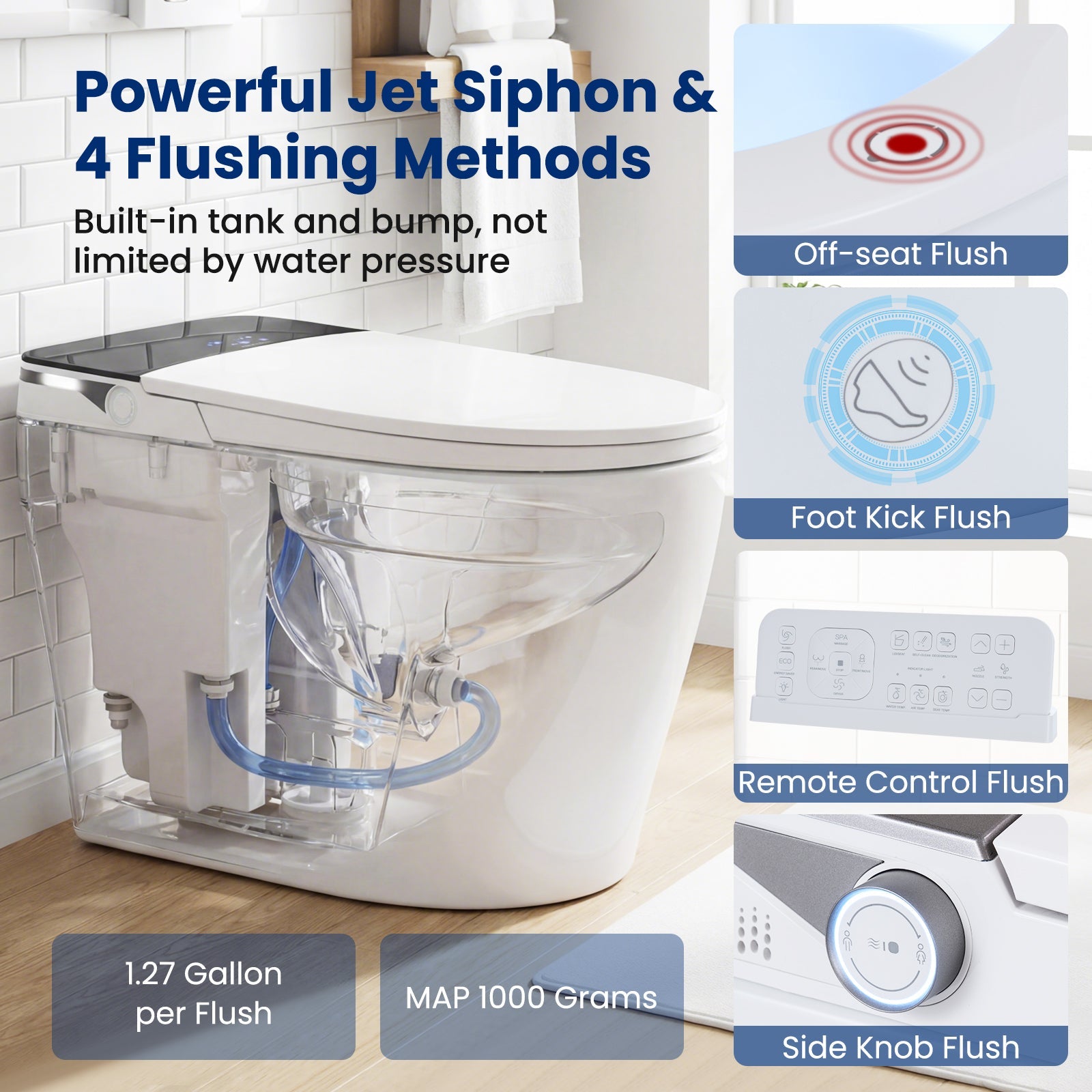 Costway Smart Toilet Built-In Bidet ADA Height Auto Flush Heated Seat Remote 70716749 New