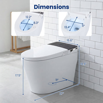 Costway Smart Toilet Built-In Bidet ADA Height Auto Flush Heated Seat Remote 70716749 New