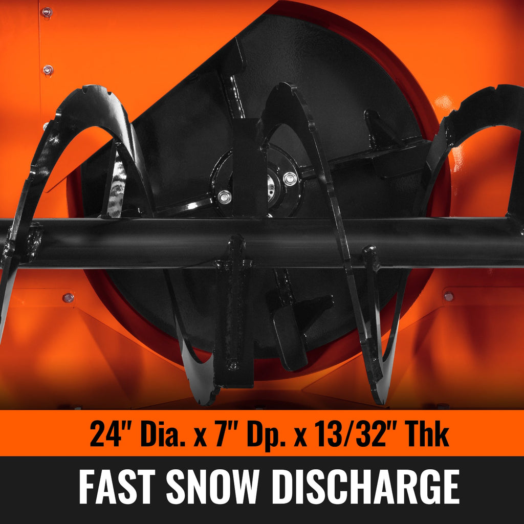 48" 3 Point PTO Snow Blower 24" Impeller Diameter 360° Snow Chute (PTO Shaft Included with Slip Clutch),  20-45 HP,  TSB48T