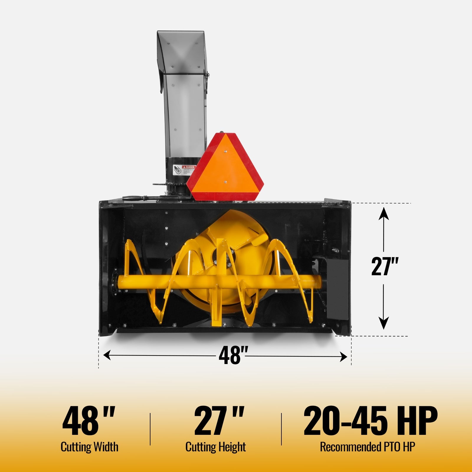 48" 3 Point PTO Snow Blower 24" Impeller Diameter 360° Snow Chute (PTO Shaft Included with Slip Clutch),  20-45 HP,  TSB48
