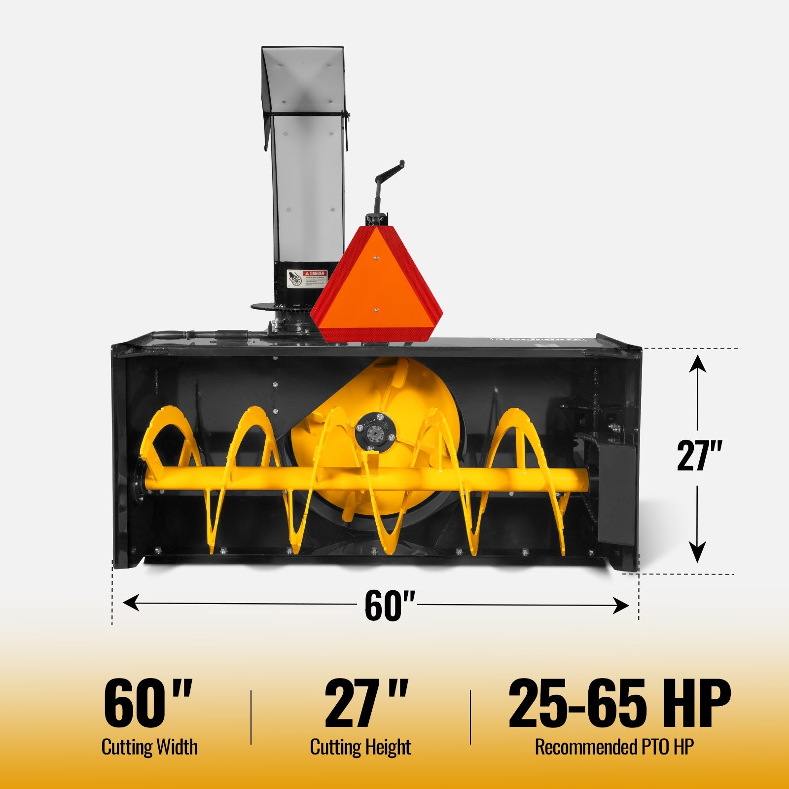 60" 3 Point PTO Snow Blower 24" Impeller Diameter 360° Snow Chute (PTO Shaft Included with Slip Clutch),  25-65 HP,  TSB60