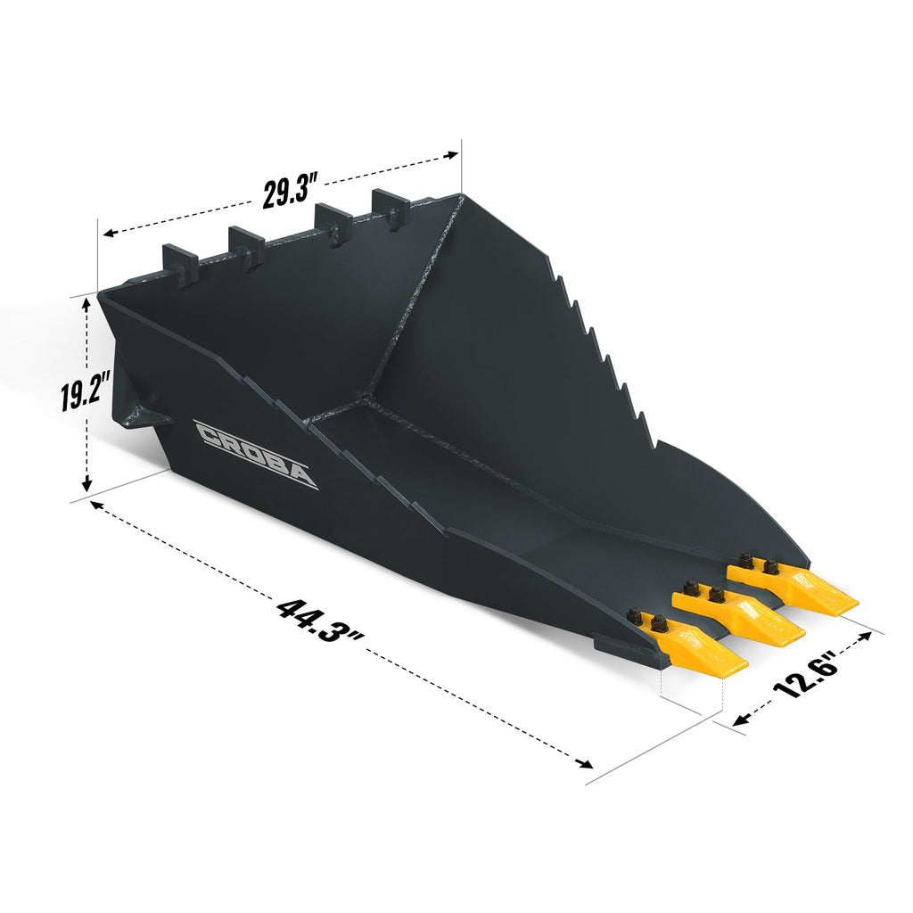 48" Skid Steer Stump Bucket Wrecker with Universal Quick Attach, Bolt-On Cutting Teeth, SBE53
